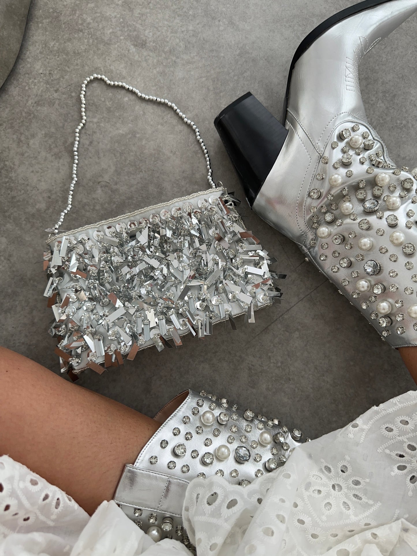 Riga Silver Embellished Bag