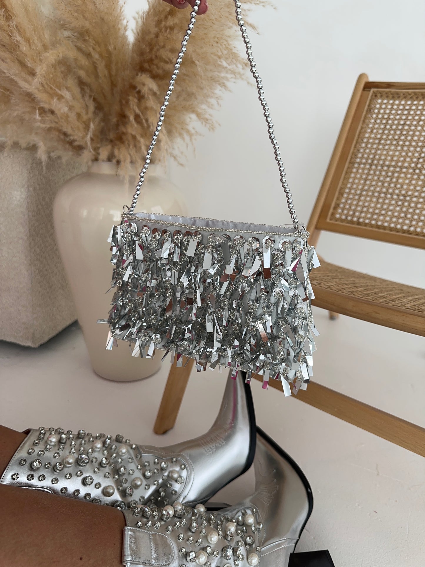 Riga Silver Embellished Bag