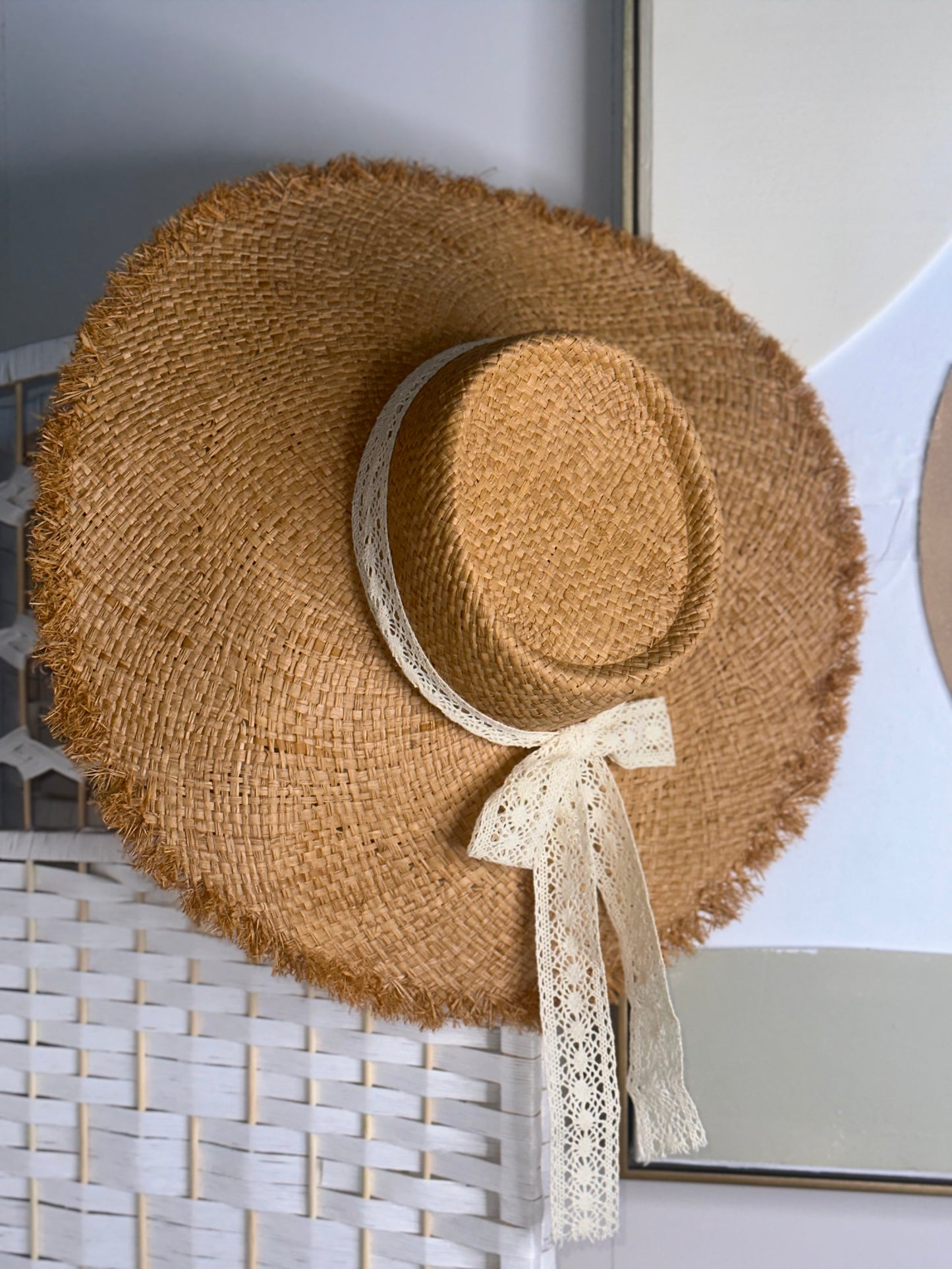 Bali Beach Hat with Lace Bow Detailing