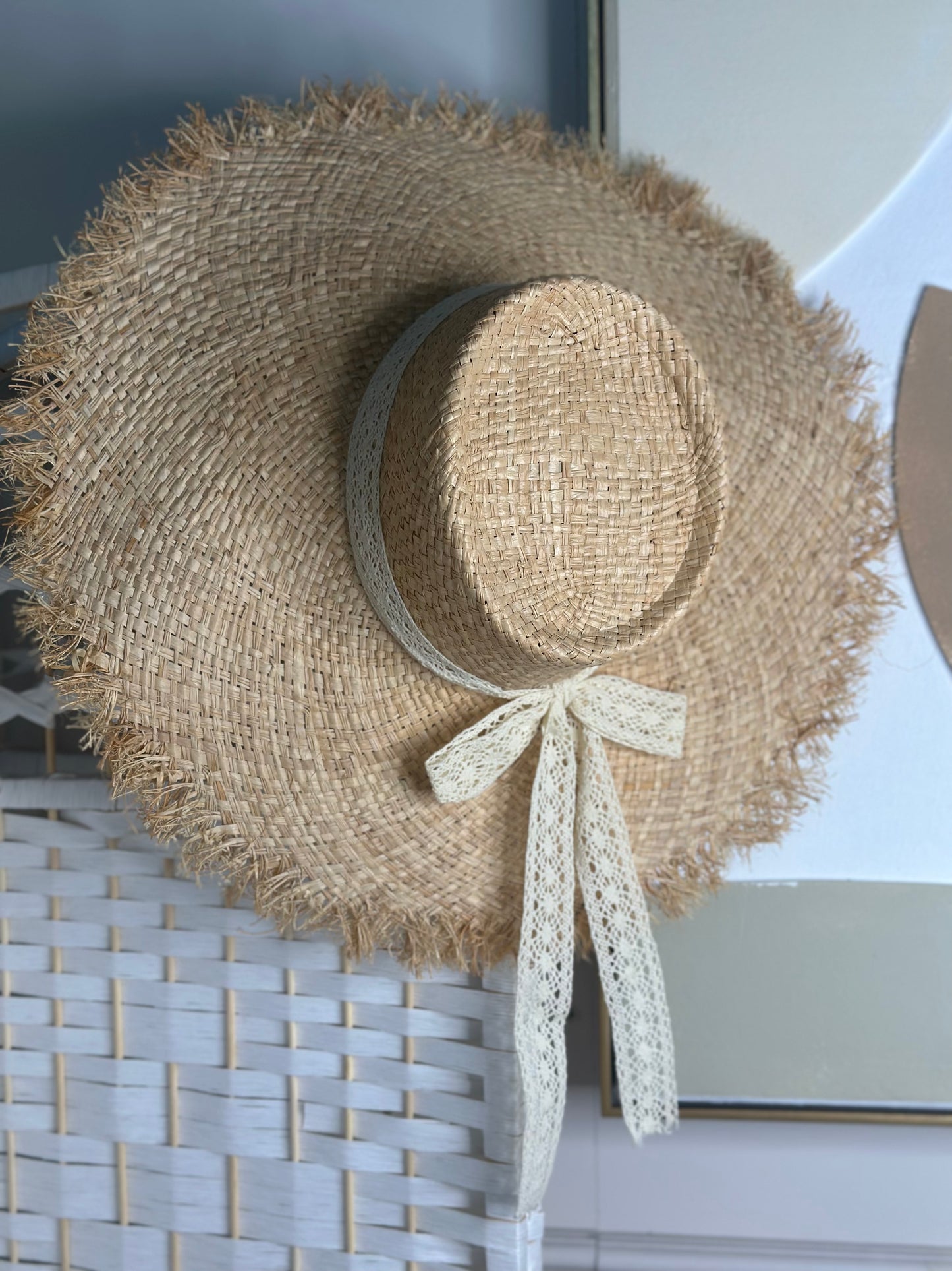 Bali Beach Hat with Lace Bow Detailing