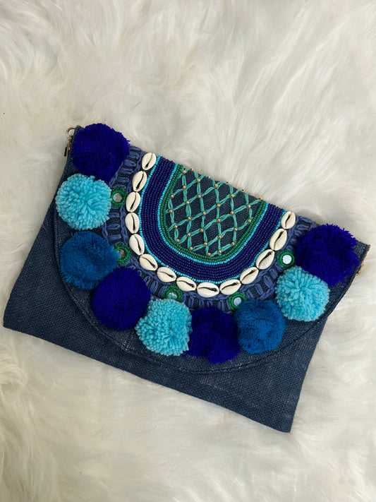 Halki Pom Pom bag (Blue)