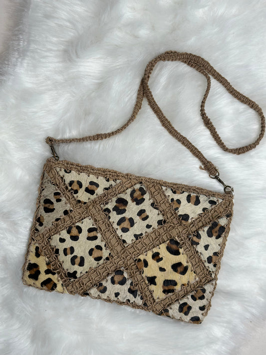 Kamari Leather Woven Bag (Leopard)